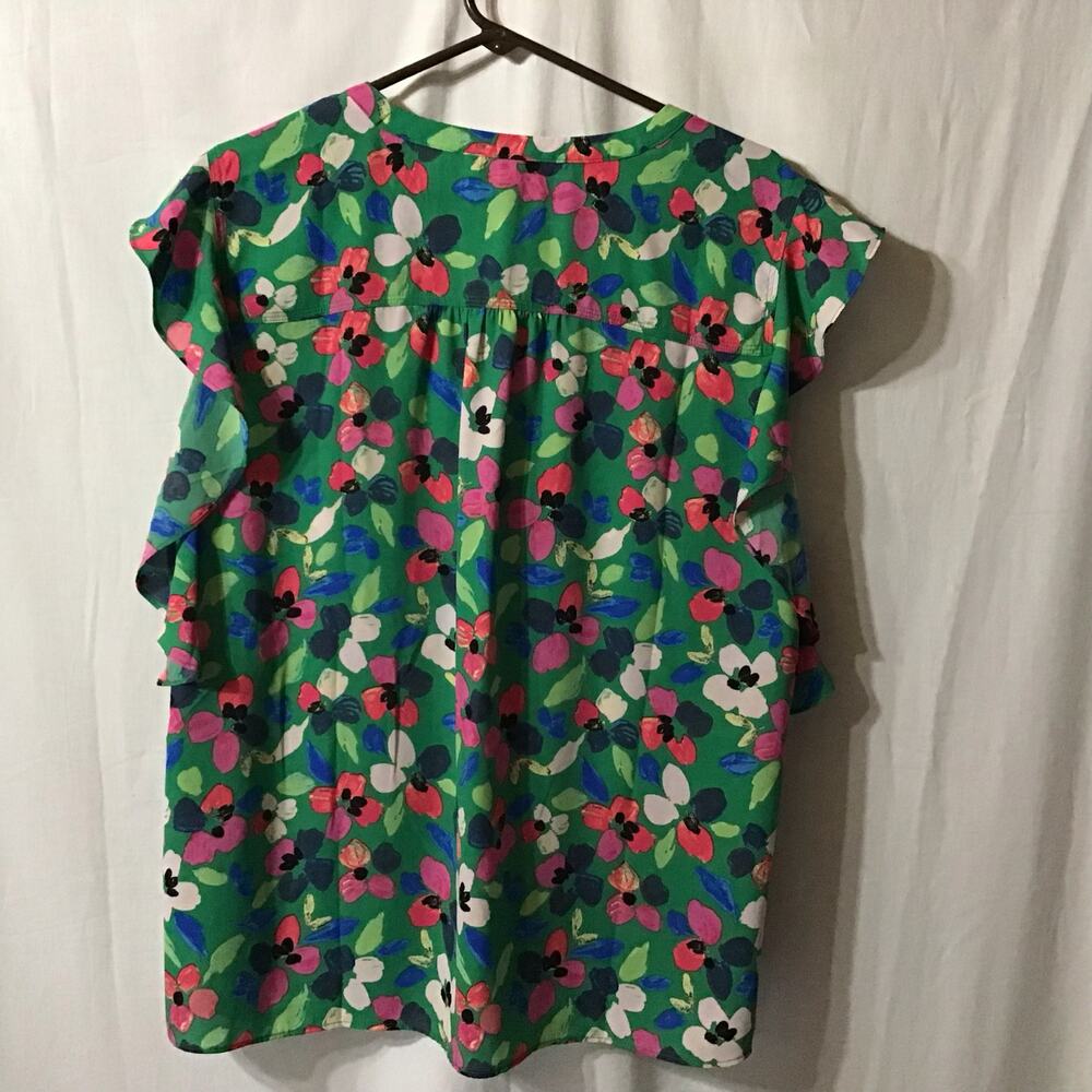Zac & Rachel Woman Birght Floral V-Neck Flutter Sleeve Blouse 2X - Picture 4 of 8
